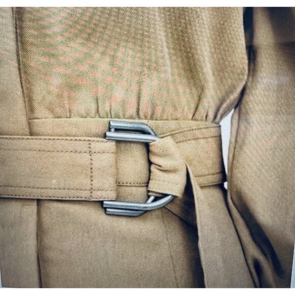 C/MEO Collective Camel Tan Dark Academia Long Puff Sleeves Office Mini Dress 6M - Picture 8 of 11